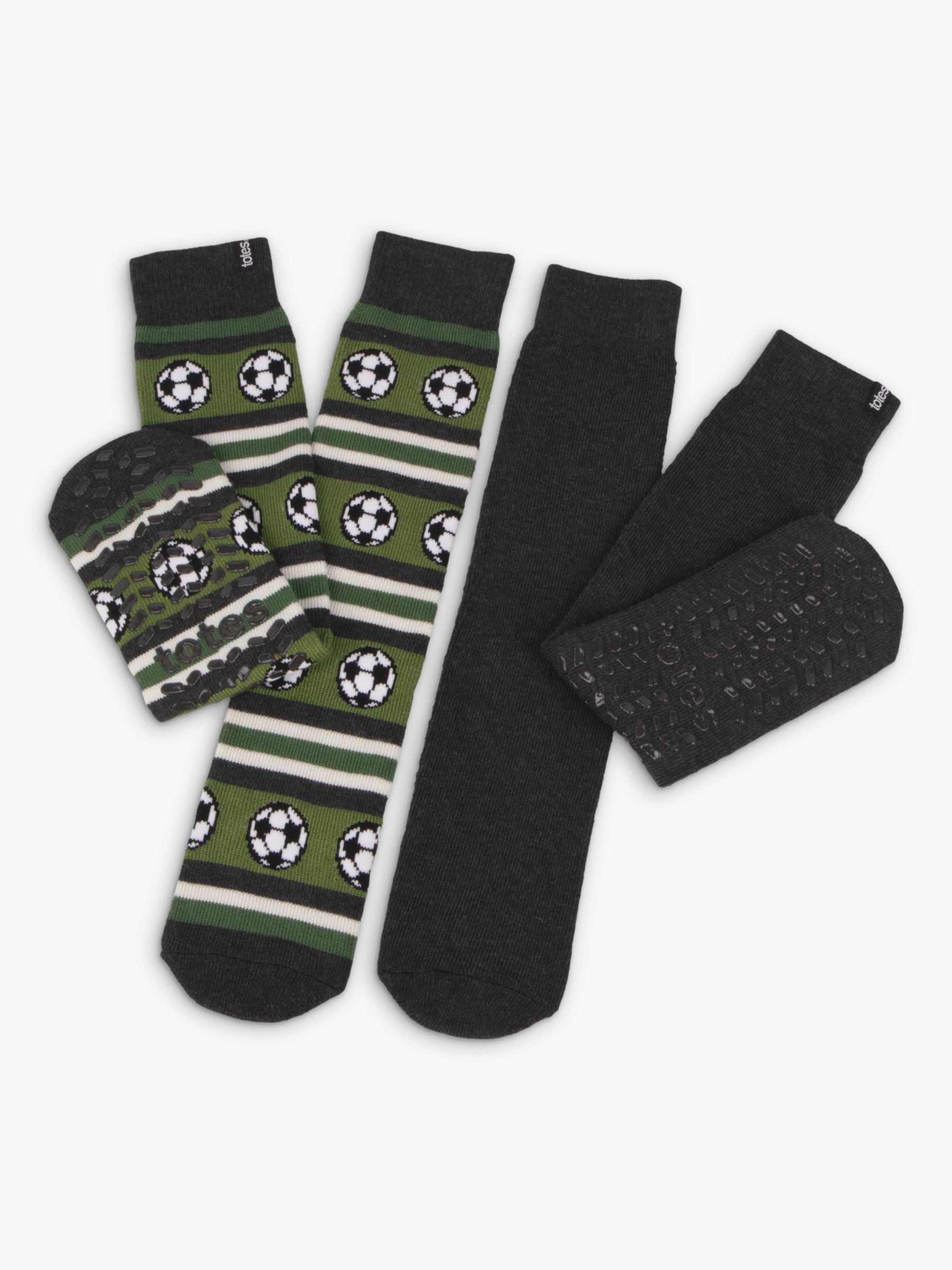 totes toasties Original Football Slipper Socks, Pack of 2, Black/Multi ...