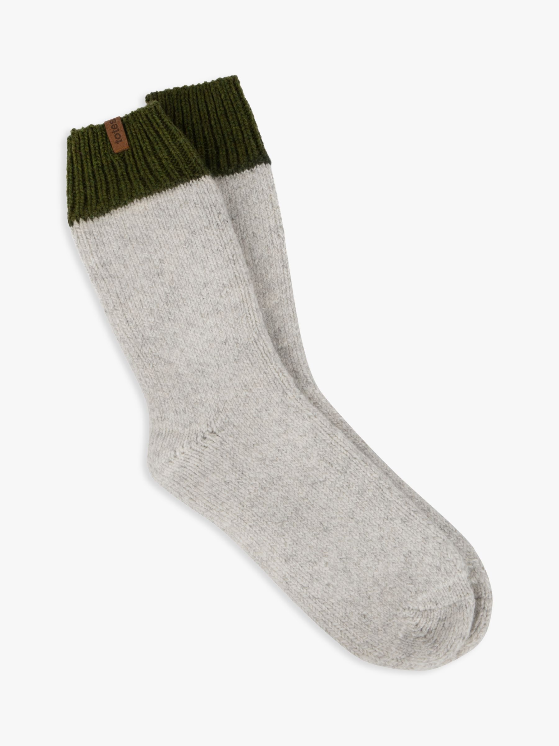 Buy totes Chunky Thermal Wool Blend Socks, Grey/Green Online at johnlewis.com