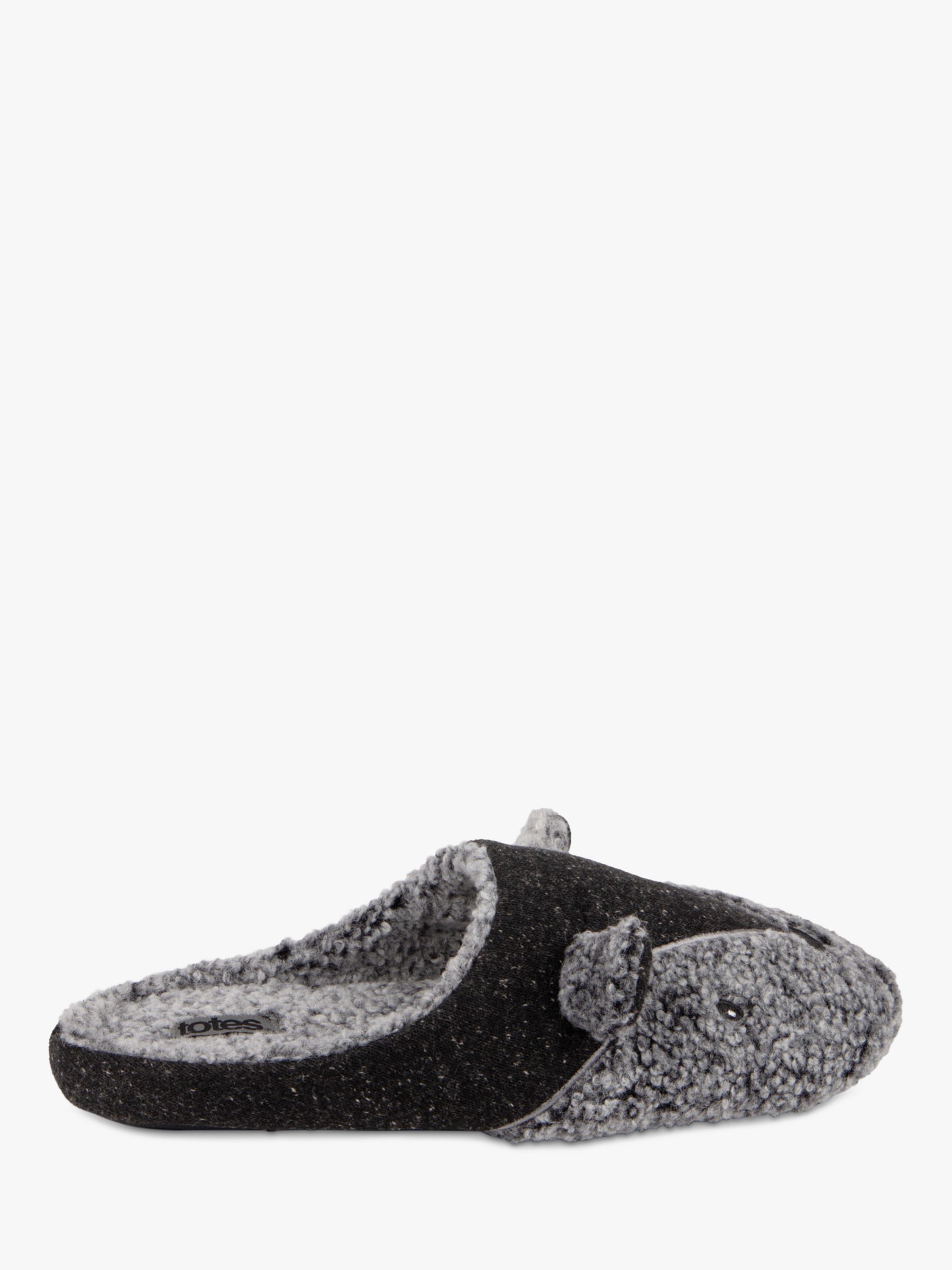 totes Mouse Mule Slippers, Black/Grey, S