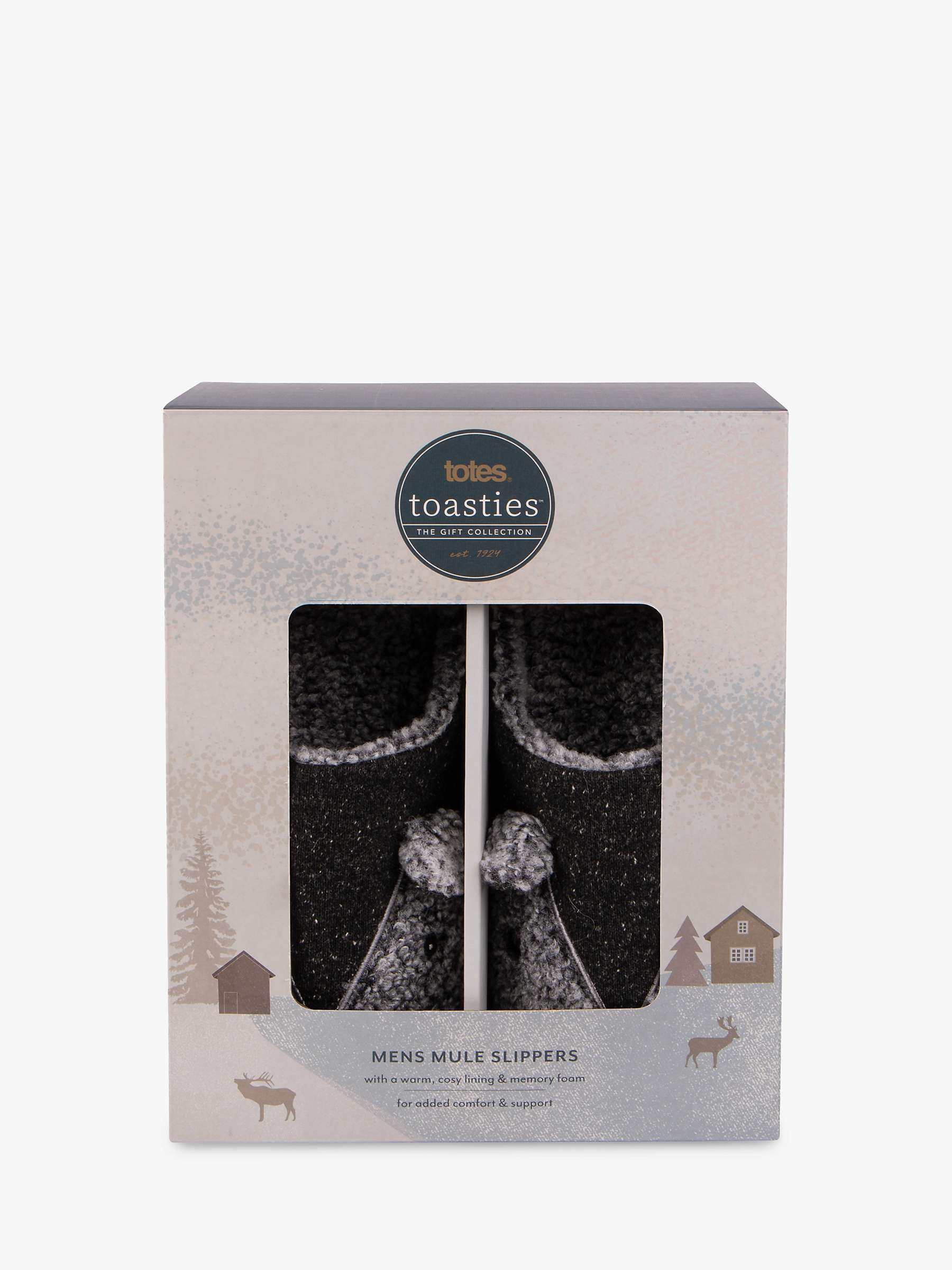 Buy totes Mouse Mule Slippers, Black/Grey Online at johnlewis.com