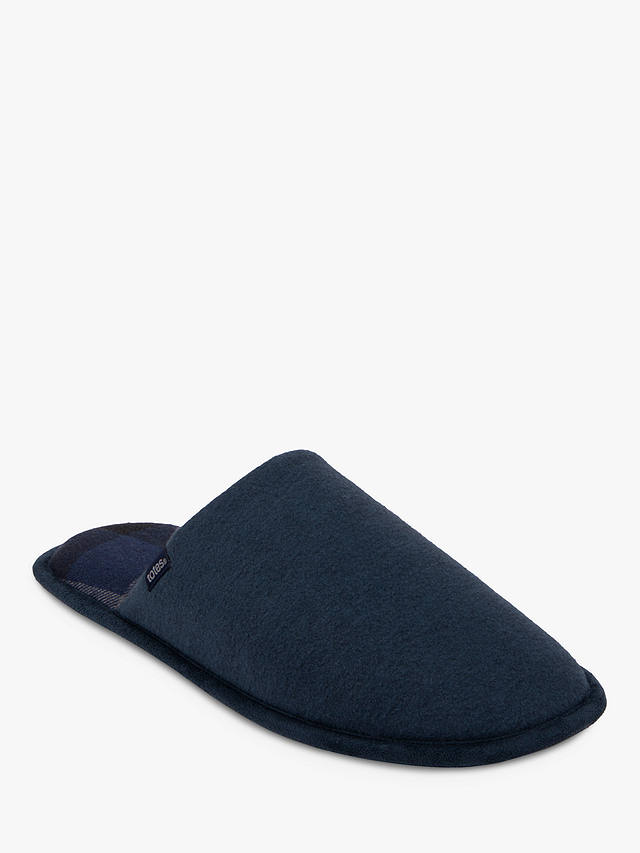 totes Check Lining Mule Slippers, Navy