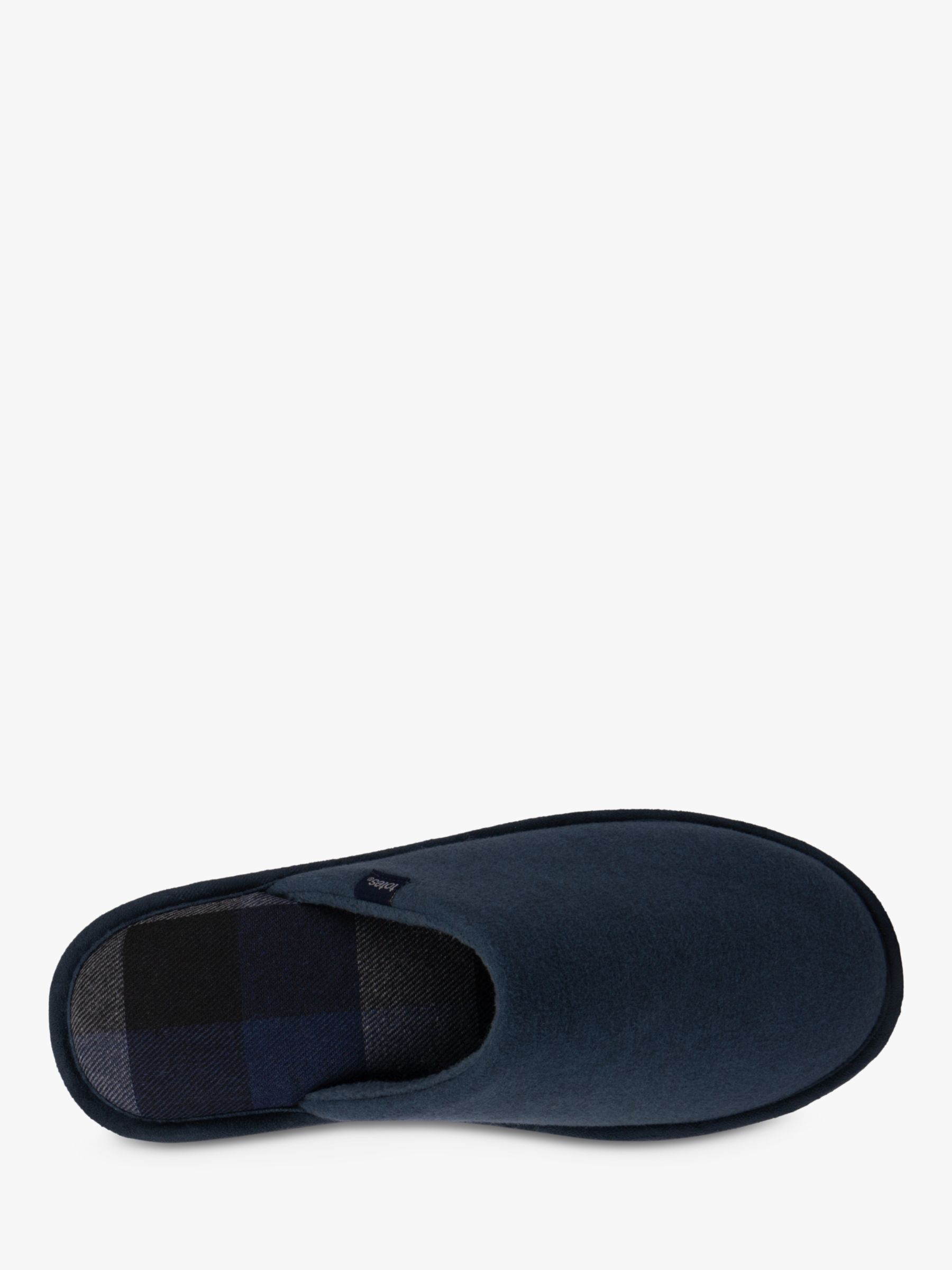 totes Check Lining Mule Slippers, Navy, S