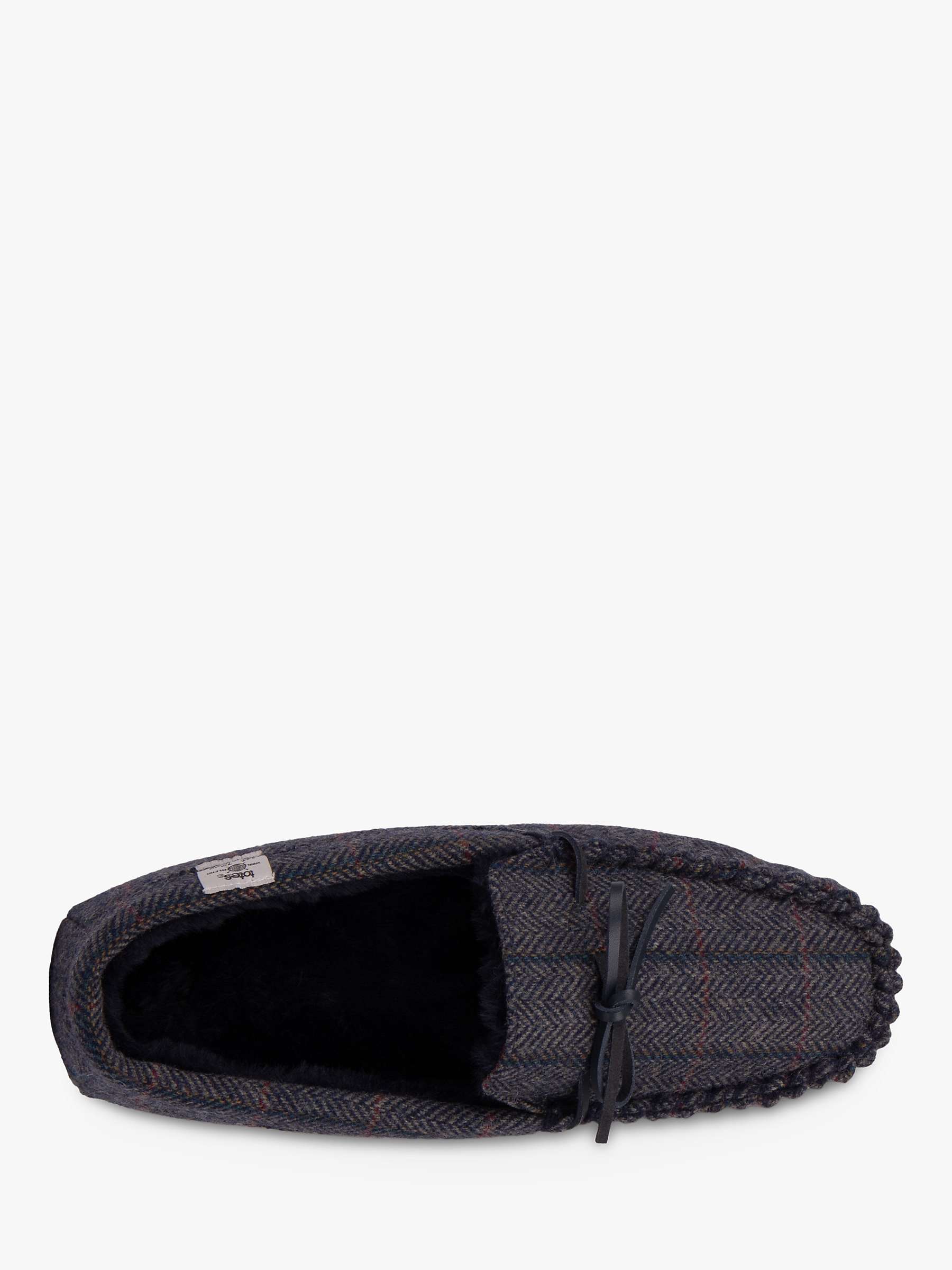 Buy totes Herringbone Moccasin Style Wool Blend Slippers, Navy/Multi Online at johnlewis.com