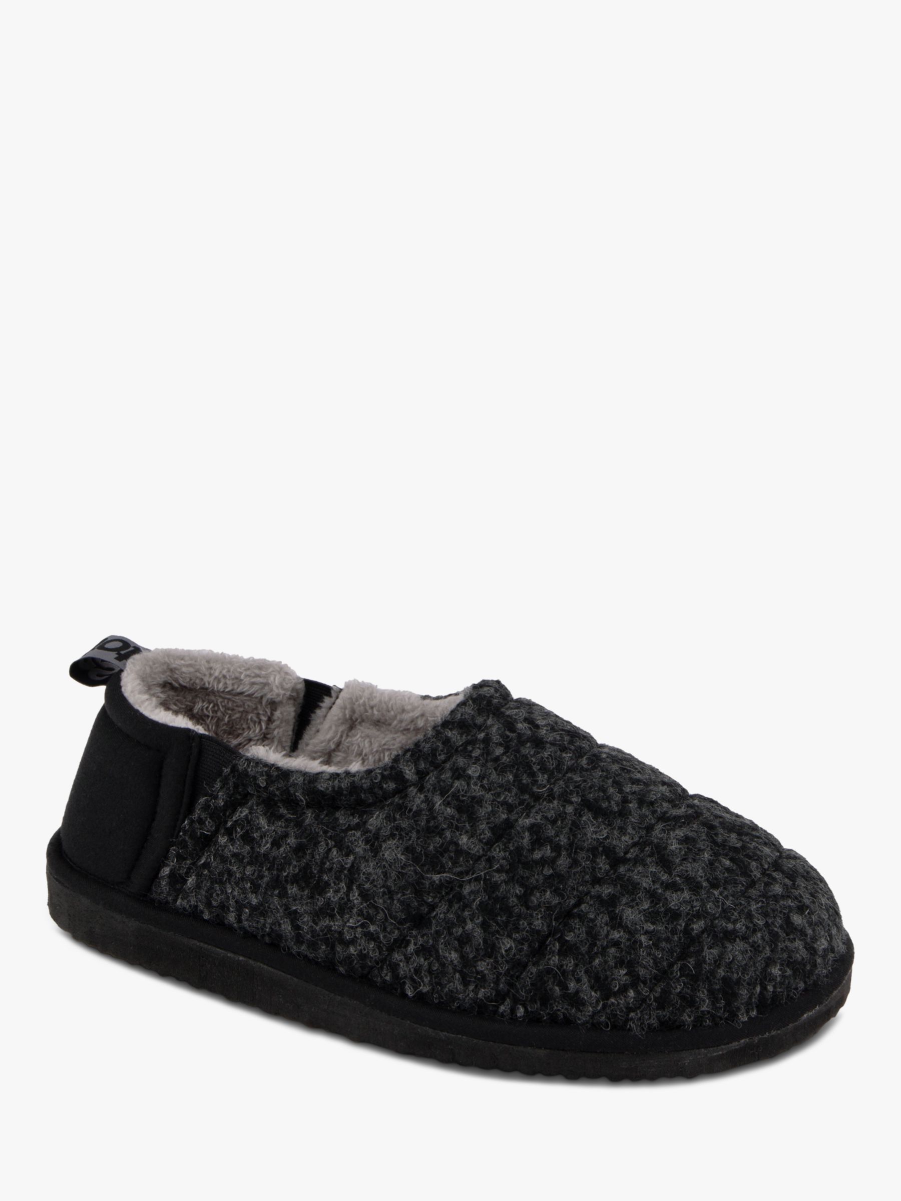 totes Quilted Full Back Slippers, Black at John Lewis & Partners