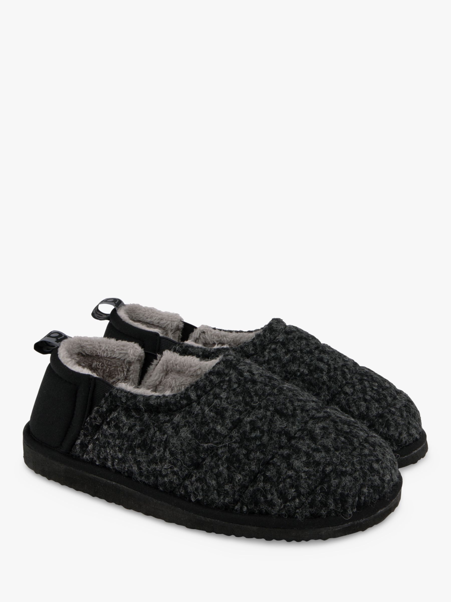 totes Quilted Full Back Slippers, Black, 8