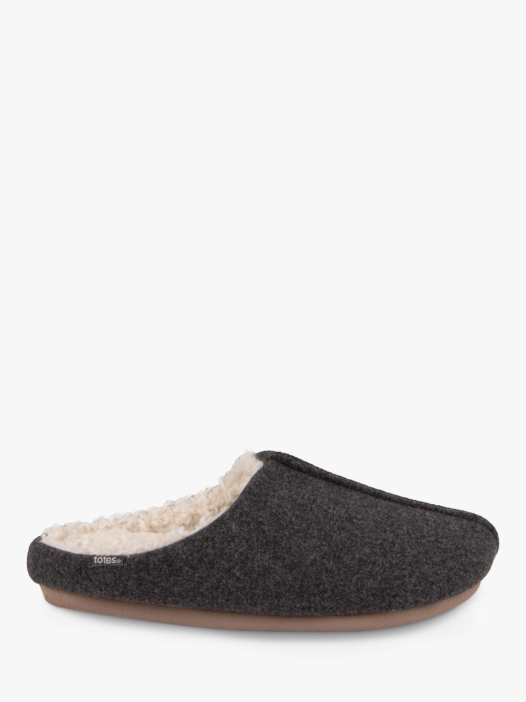 totes ICONS Felted Centre Seam Mule Slippers, Charcoal at John Lewis ...