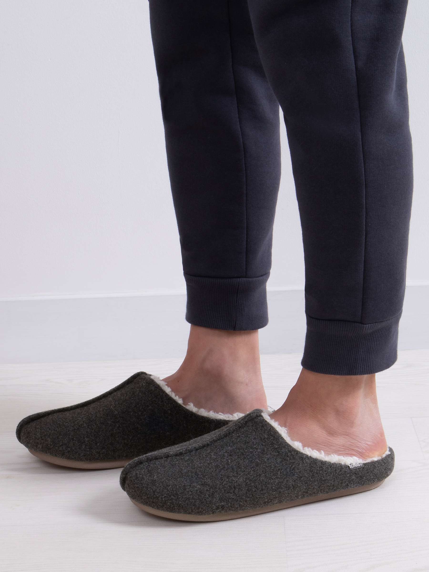 Buy totes ICONS Felted Centre Seam Mule Slippers, Charcoal Online at johnlewis.com