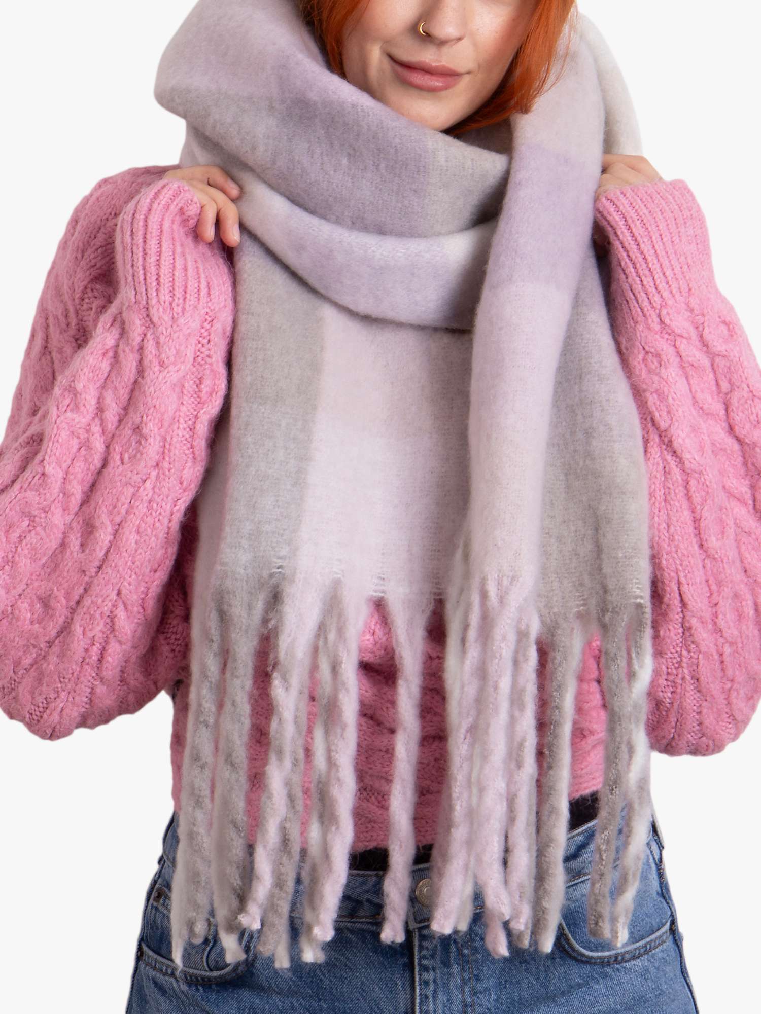 Buy totes Chunky Check Woven Blanket Scarf, Lilac/Multi Online at johnlewis.com