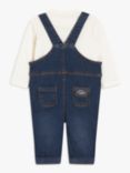 John Lewis Baby Denim Dungaree & T-Shirt Set, Blue/White, Blue/White
