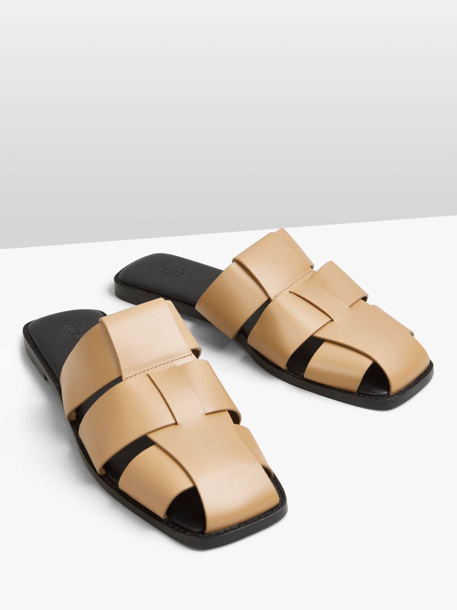 Buy HUSH Penelope Leather Cage Mule Flats, Tan Online at johnlewis.com