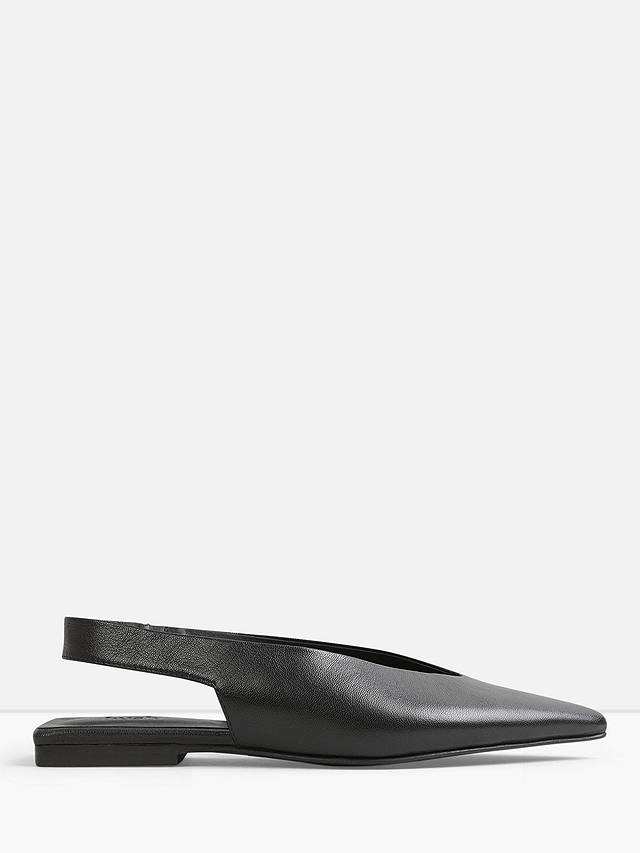 HUSH Liah Slingback Pointed Leather Flats, Black at John Lewis & Partners