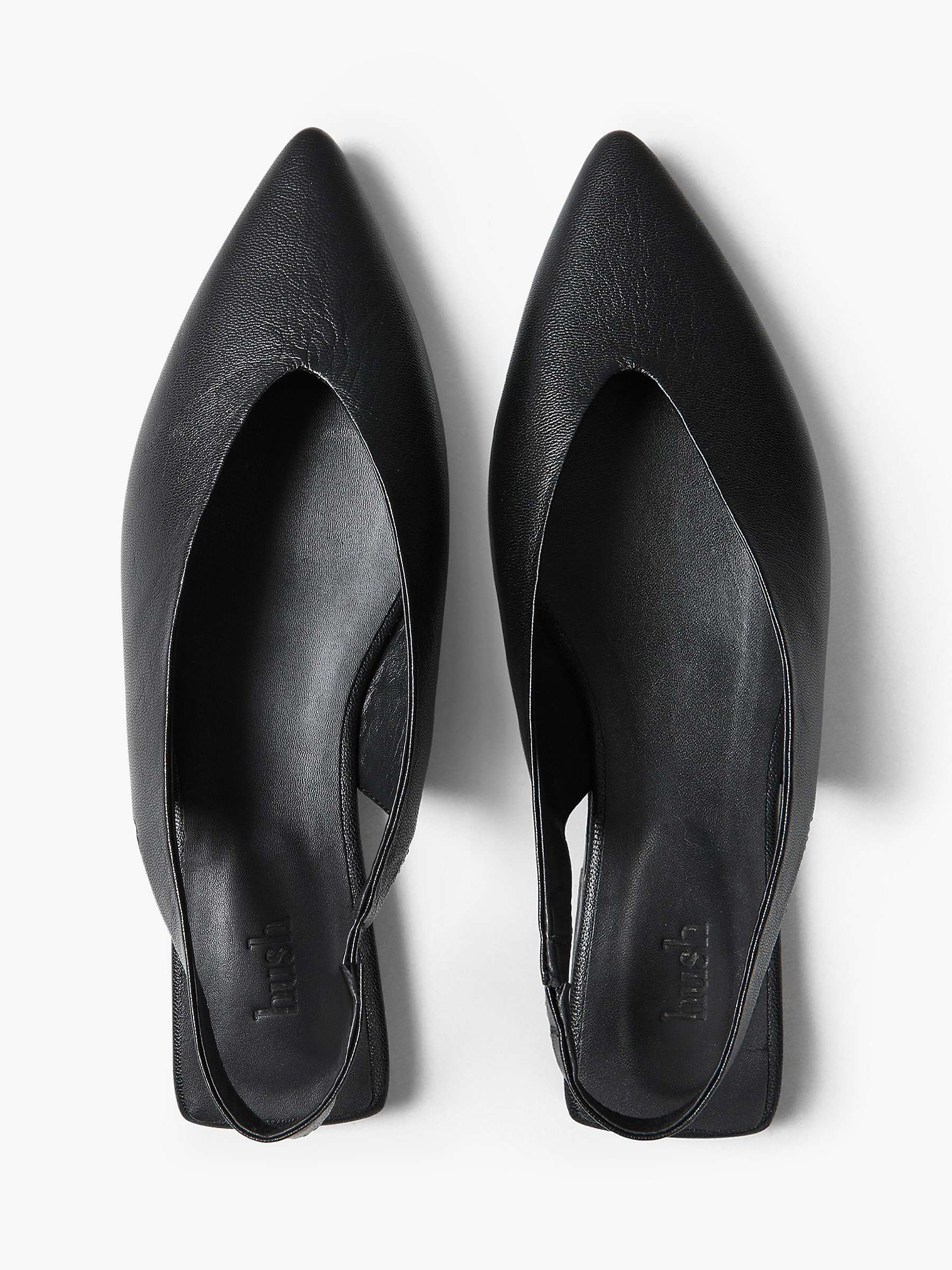 Buy HUSH Liah Slingback Pointed Leather Flats, Black Online at johnlewis.com