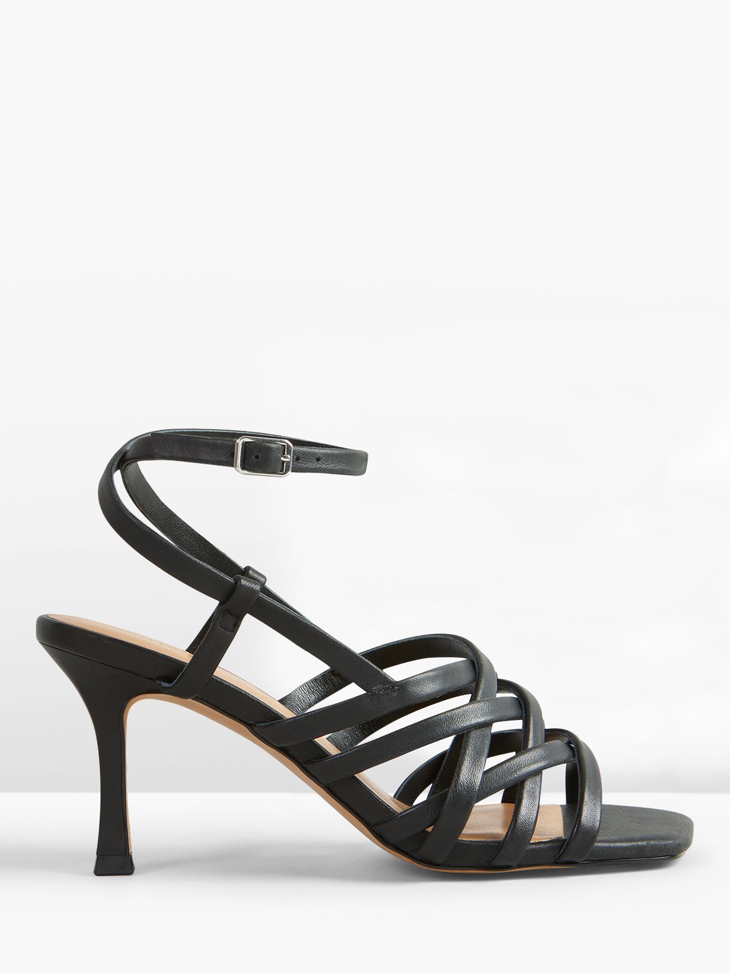 HUSH Gisele Stiletto Heel Leather Sandals, Black, 3
