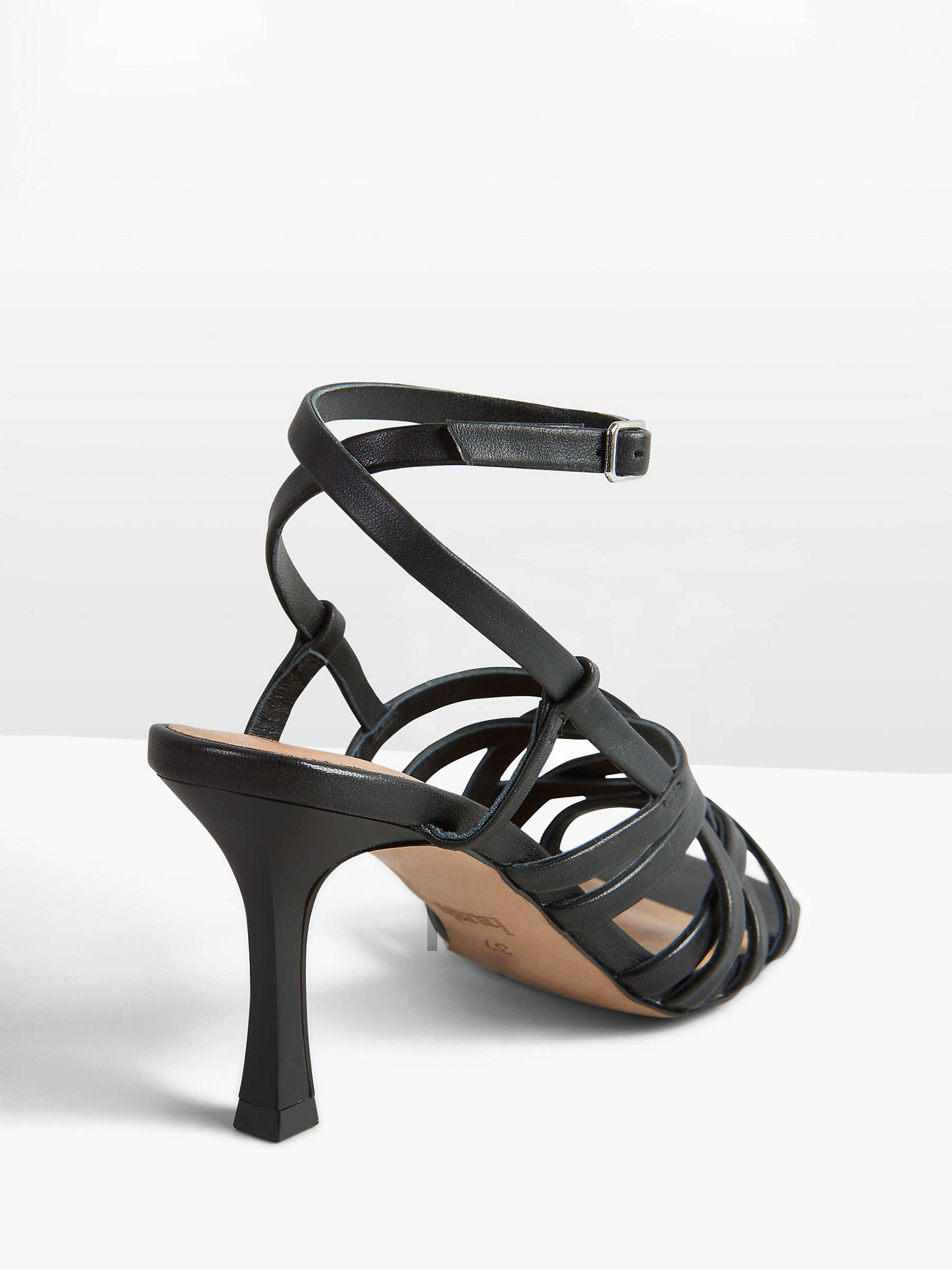 HUSH Gisele Stiletto Heel Leather Sandals, Black at John Lewis & Partners