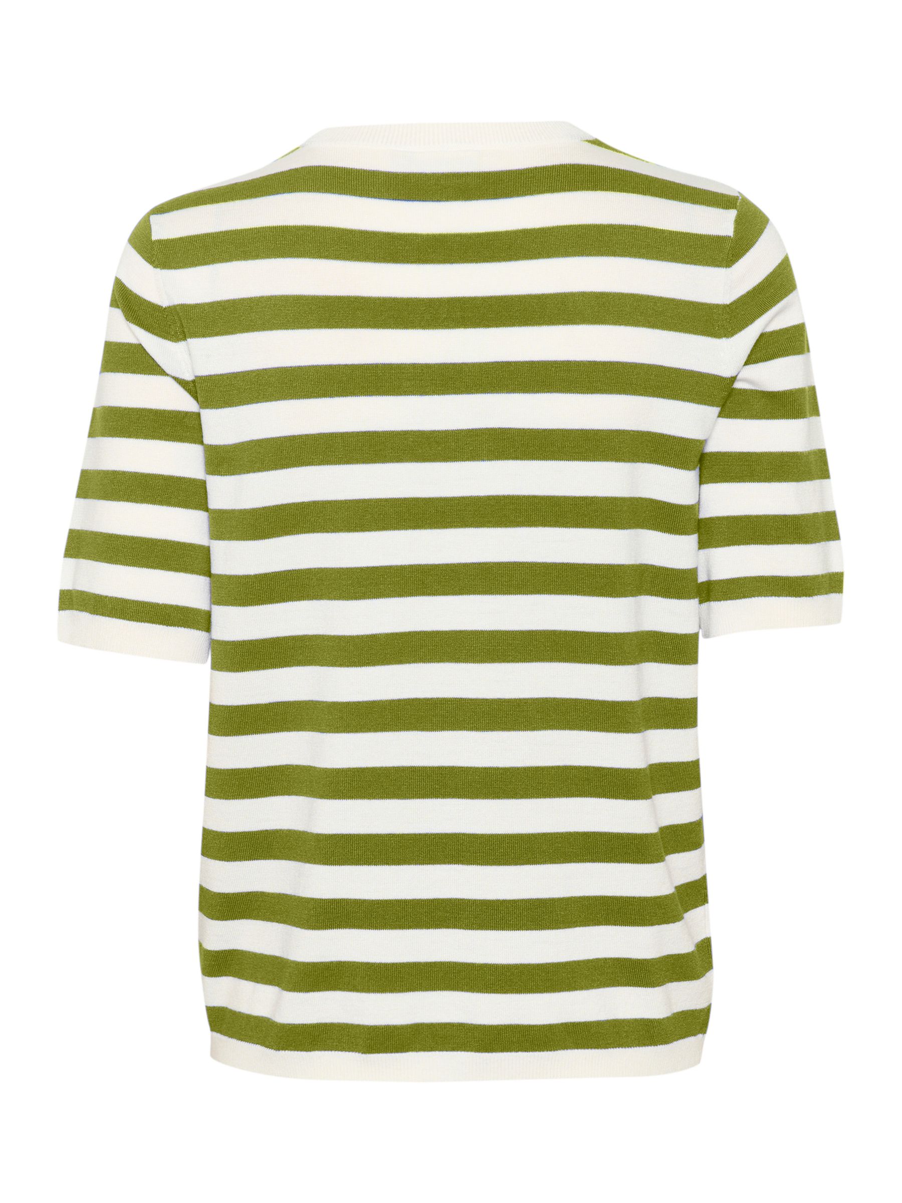 Buy KAFFE Milo Short Sleeve Striped Sweatshirt, Calla Green/Chalk Online at johnlewis.com