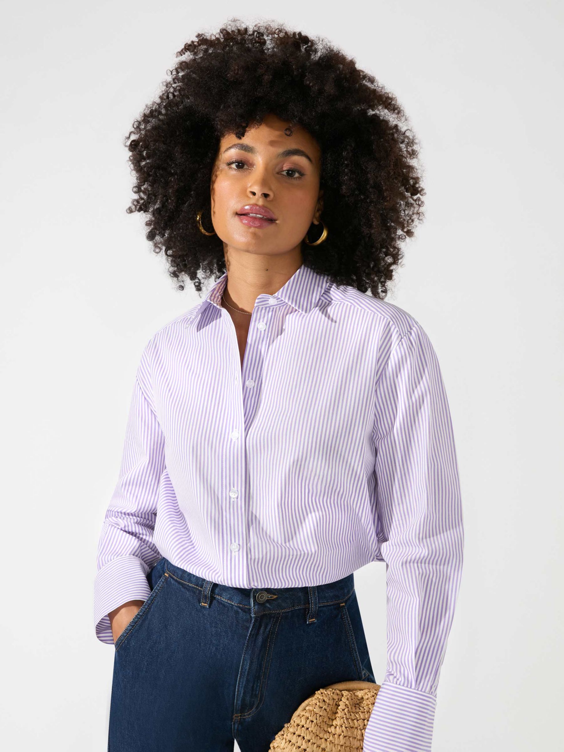 Cotton Popeline Shirt for Woman in Lilac Blue
