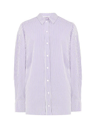 Ro&Zo Pinstripe Cotton Poplin Shirt, Purple
