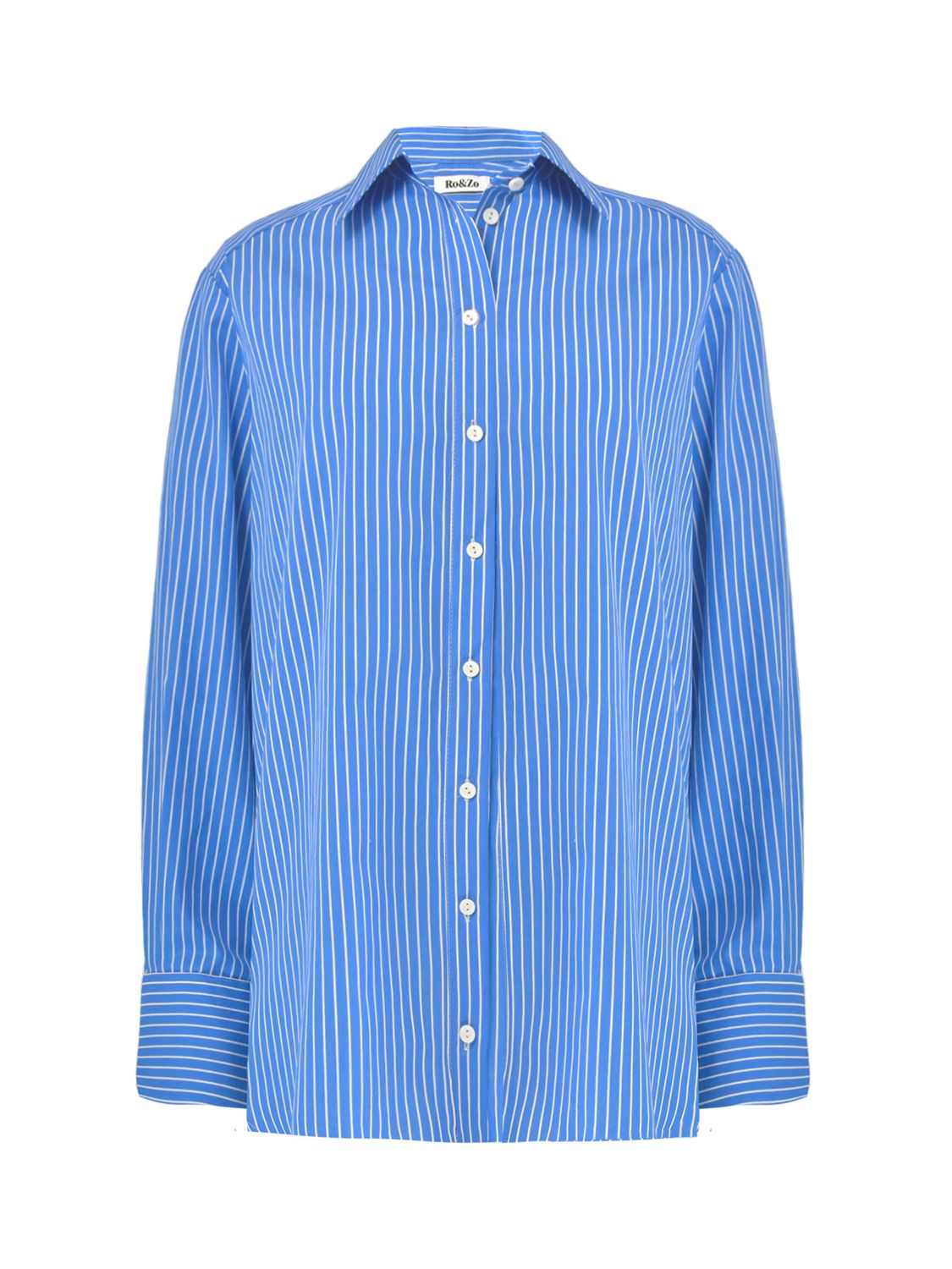 Ro&Zo Pinstripe Cotton Poplin Shirt, Blue, Blue at John Lewis & Partners