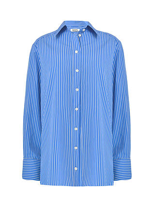 Ro&Zo Pinstripe Cotton Poplin Shirt, Blue
