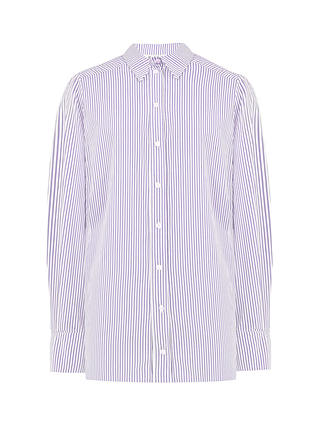 Ro&Zo Petite Pinstripe Cotton Poplin Shirt, Purple