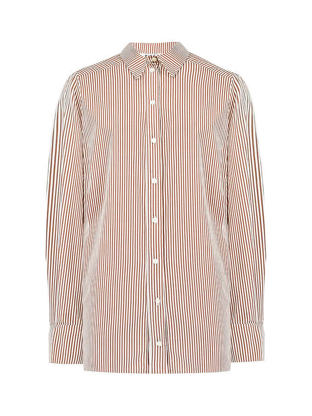 Ro&Zo Pinstripe Cotton Poplin Shirt, Brown