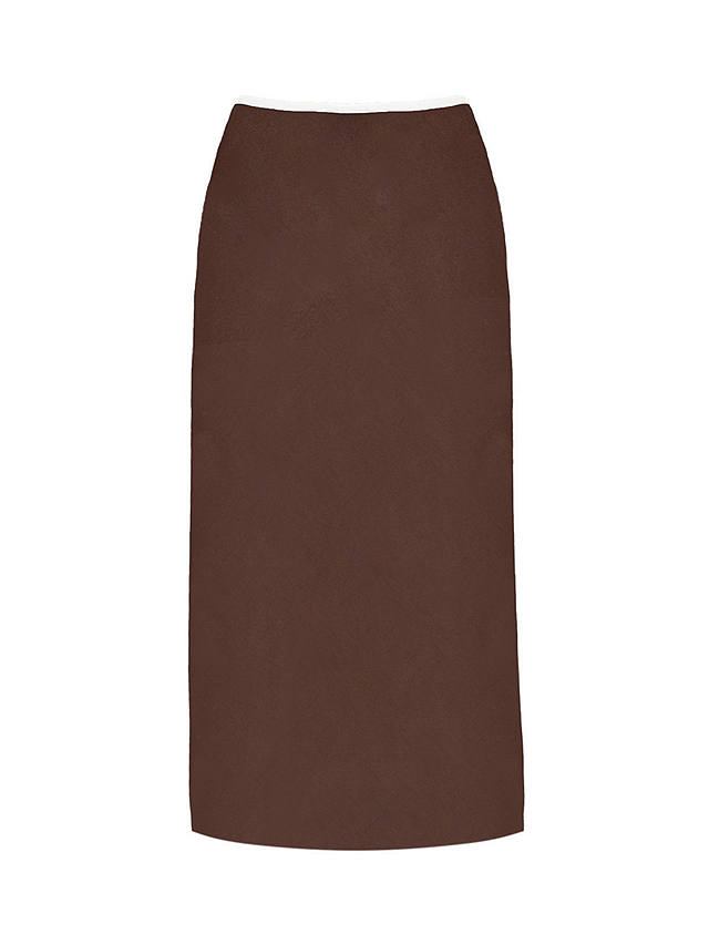Ro&Zo Plain Satin Bias Midi Skirt, Brown