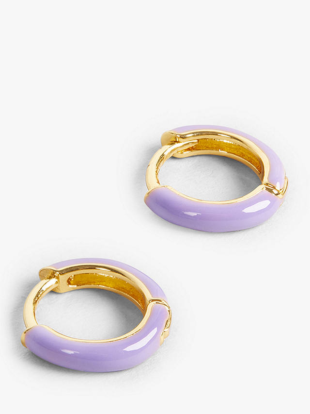 HUSH Effie Enamel Huggie Hoop Earrings, Gold/Lilac