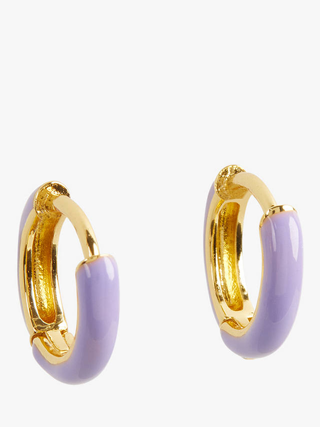 HUSH Effie Enamel Huggie Hoop Earrings, Gold/Lilac