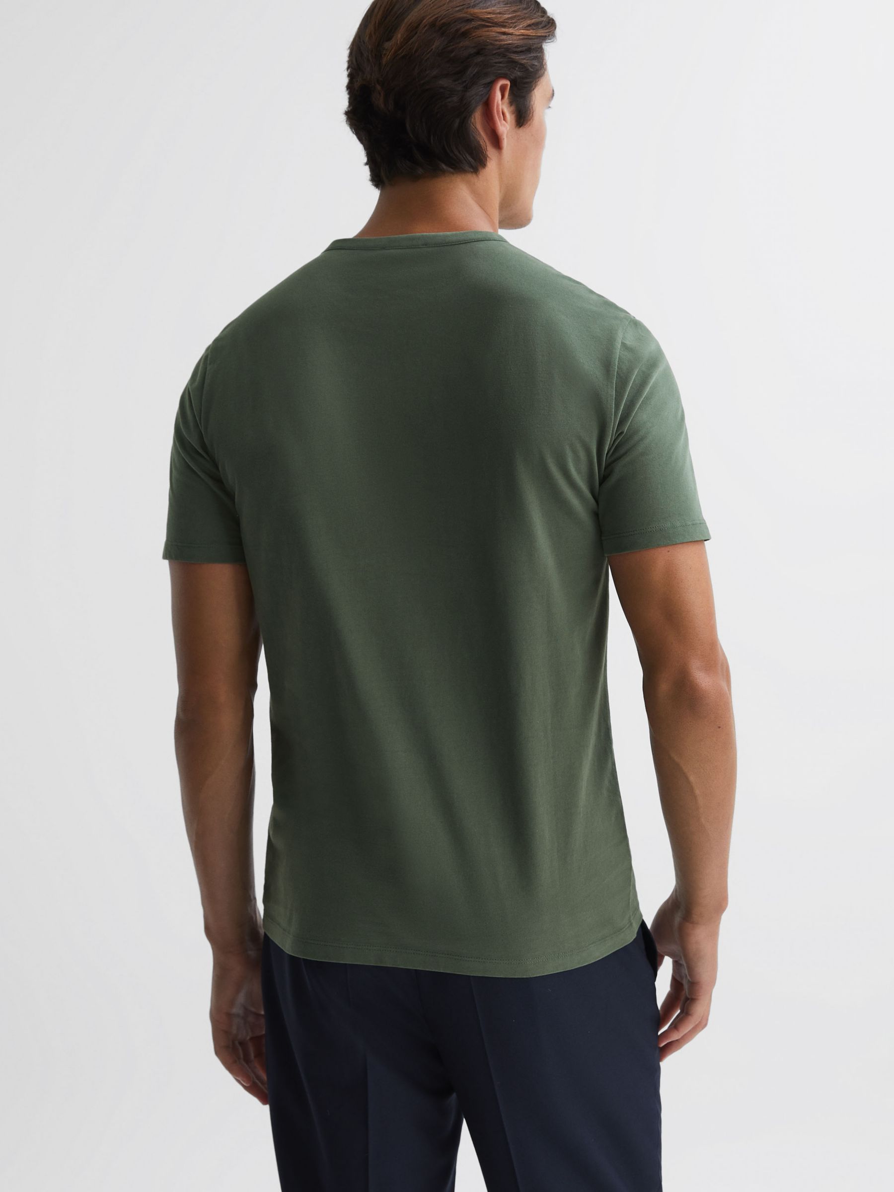 Reiss Melrose Cotton Crew Neck T-Shirt, Ivy Green at John Lewis & Partners