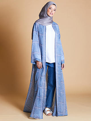 Aab Tile Print Maxi Kimono, Blue