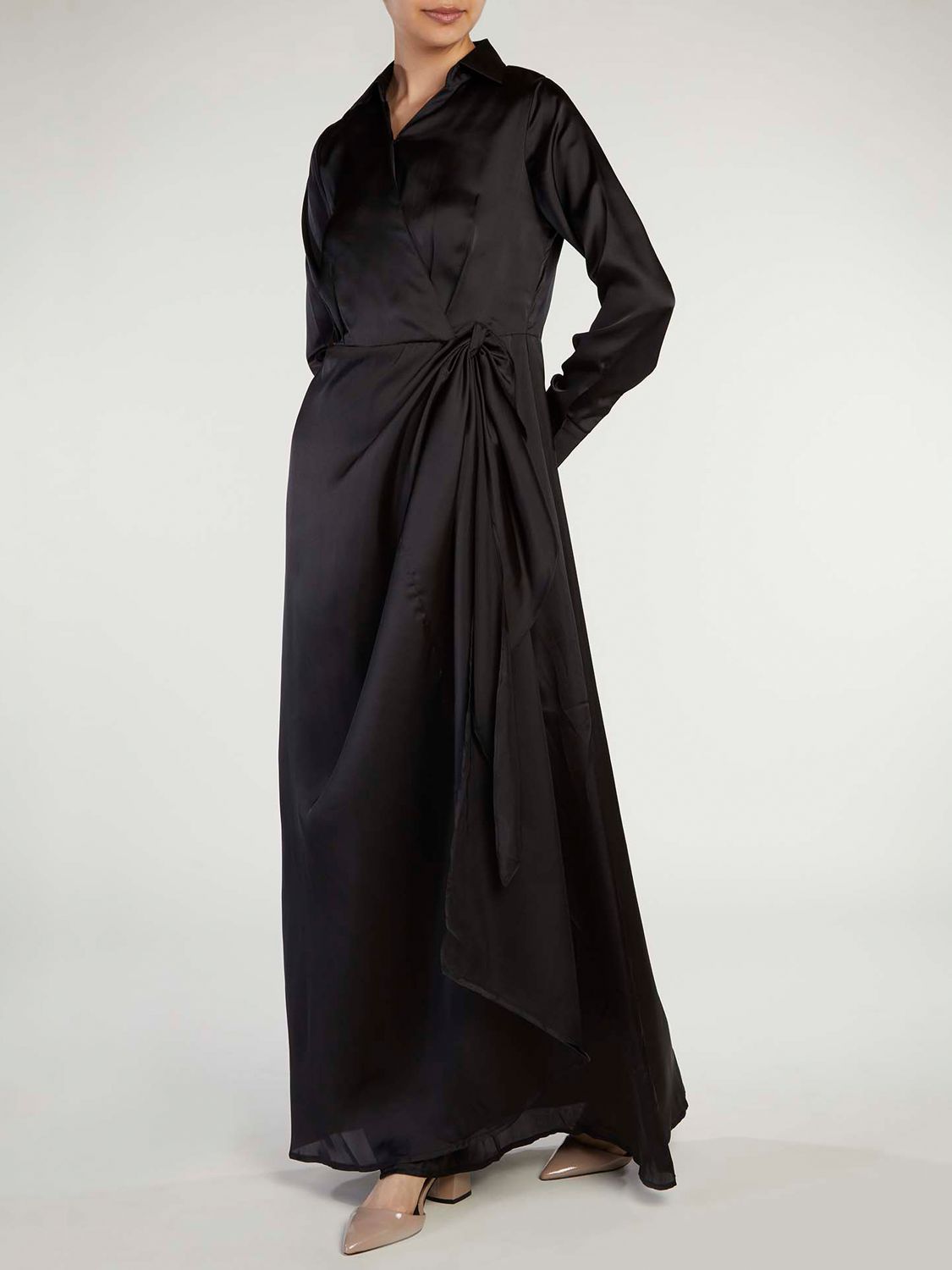 Buy Aab Silk Side Wrap Maxi Dress, Black Online at johnlewis.com