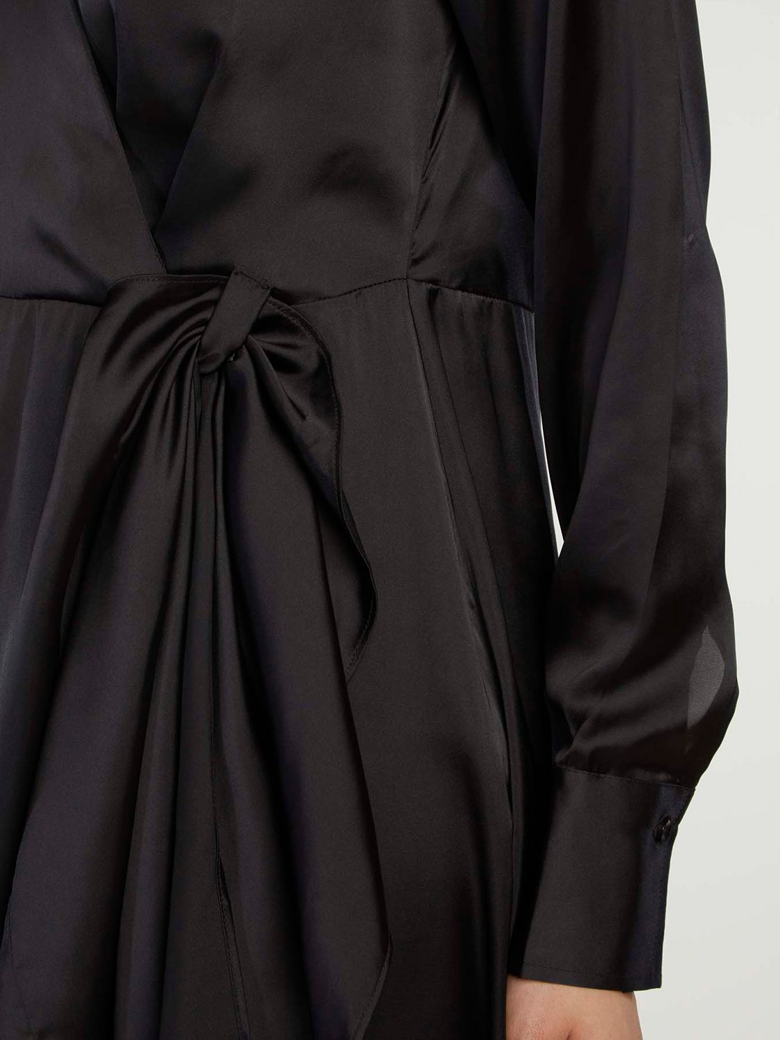 Aab Silk Side Wrap Maxi Dress, Black at John Lewis & Partners