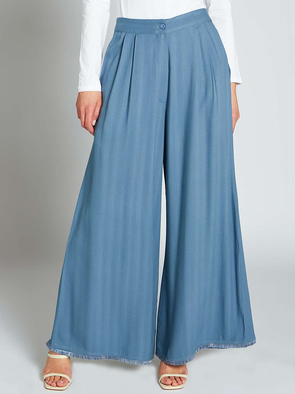 Buy Aab Mid Flare Fringe Trousers, Blue Online at johnlewis.com