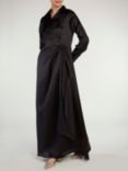 Aab Satin Side Wrap Maxi Dress, Black
