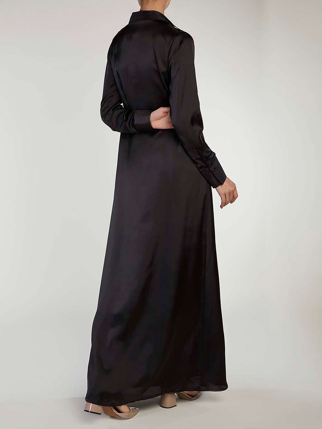 Buy Aab Satin Side Wrap Maxi Dress, Black Online at johnlewis.com
