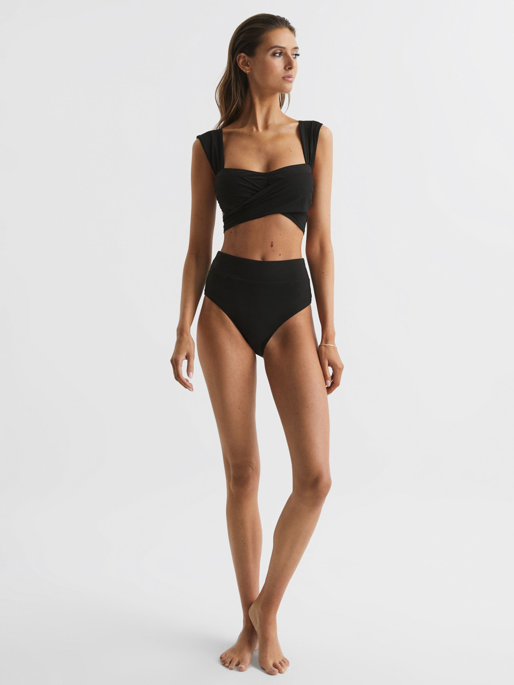 Reiss Cristina Wrap Bikini Top, Black, 6