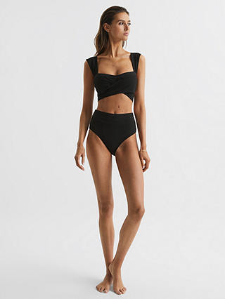 Reiss Cristina Wrap Bikini Top, Black