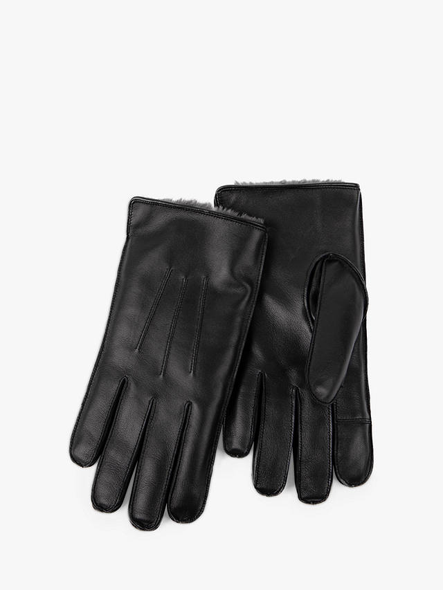 totes Premium Three Point Leather Gloves, Black