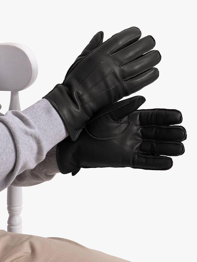 totes Premium Three Point Leather Gloves, Black