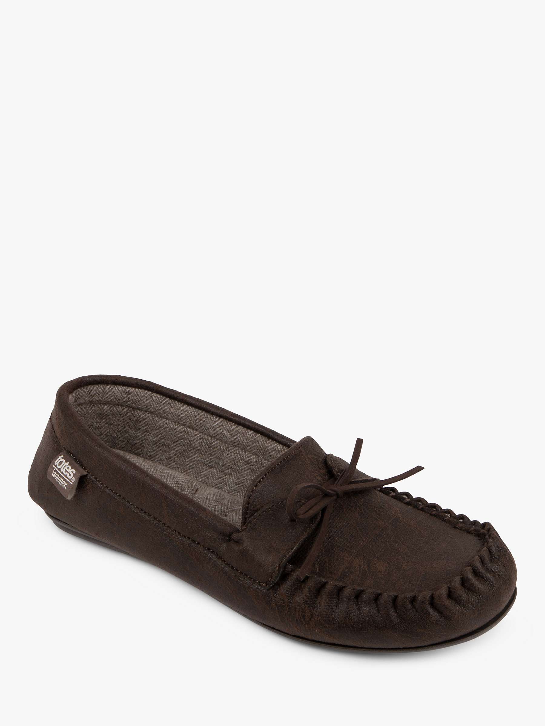 Buy totes Distressed Moccasin Slippers, Brown Online at johnlewis.com