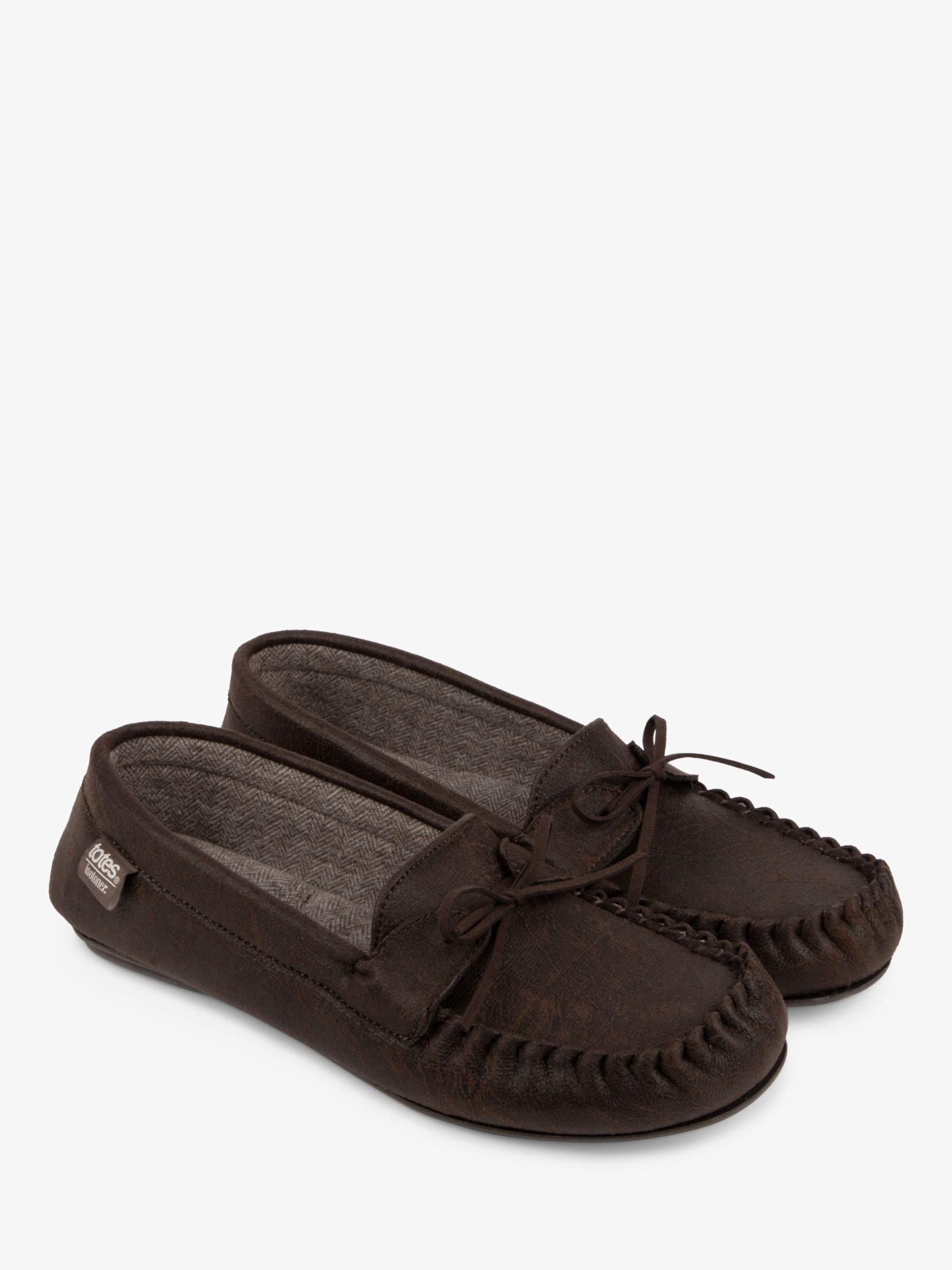 Buy totes Distressed Moccasin Slippers, Brown Online at johnlewis.com