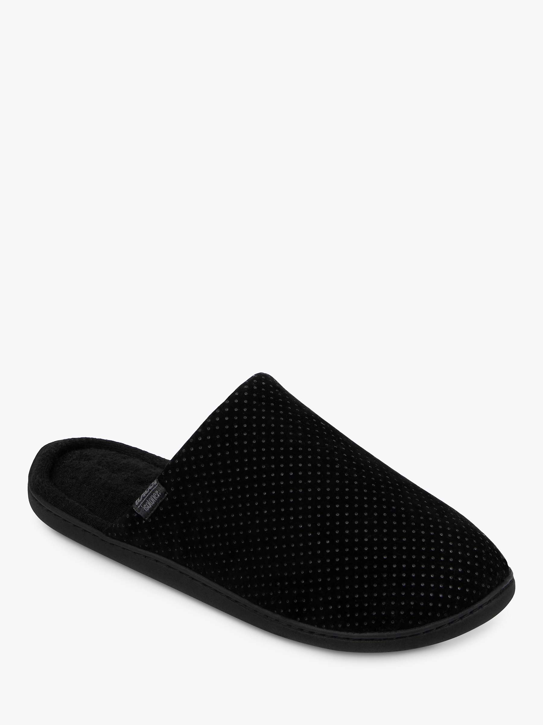 totes Airtex Suedette Mule Slippers, Black at John Lewis & Partners