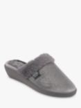 totes Sparkle Velour Heeled Mule Slippers, Grey Sparkle