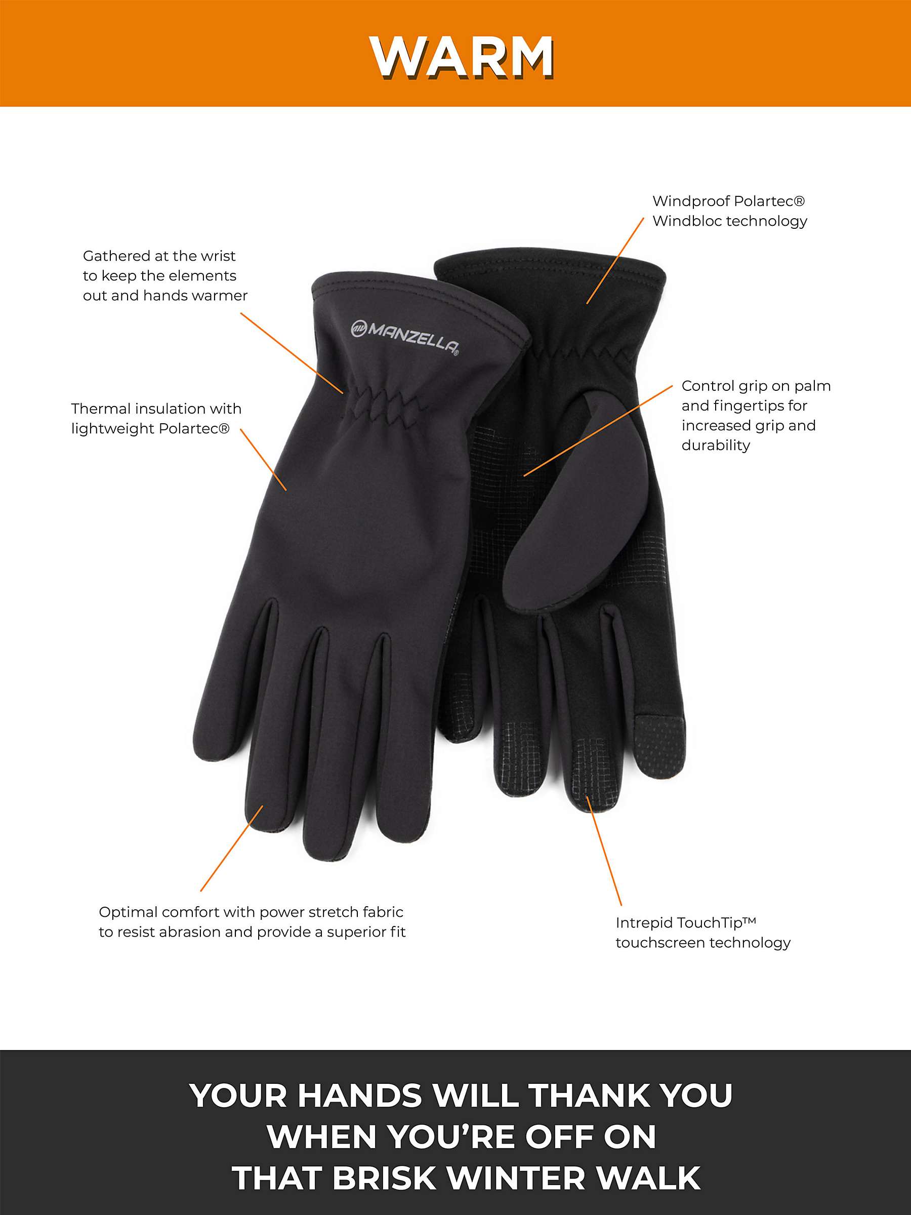Buy totes Manzella Gloves, Black Online at johnlewis.com