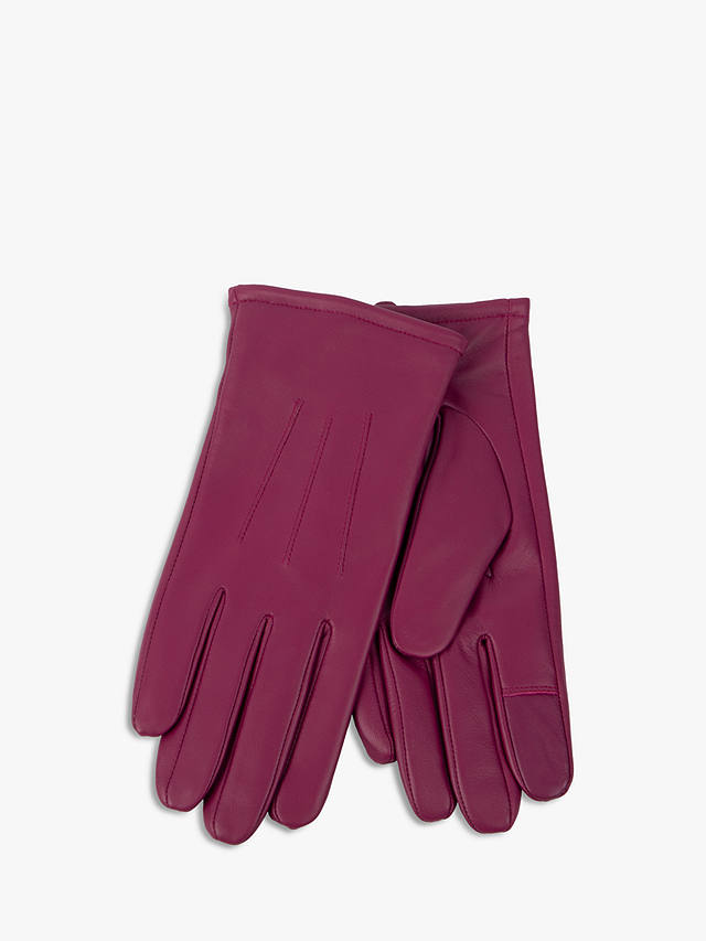 totes Three Point Leather Gloves, Berry