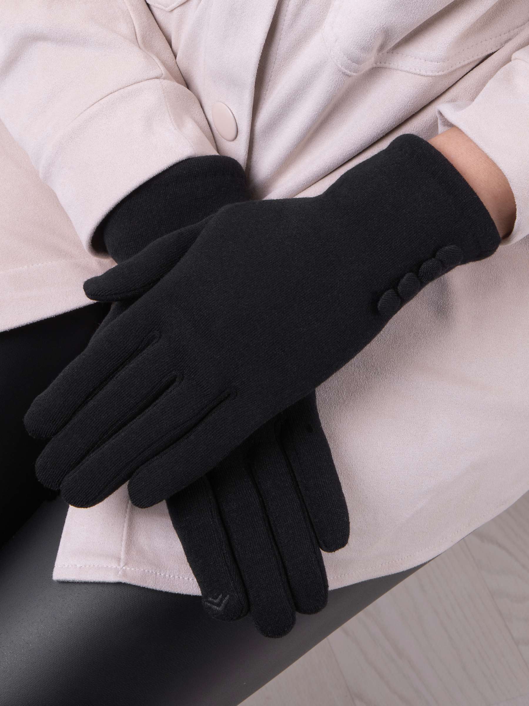 Buy totes Thermal Smartouch Button Detail Gloves, Black Online at johnlewis.com