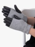 totes Leather Overlay Knit Trim Gloves, Grey/Black