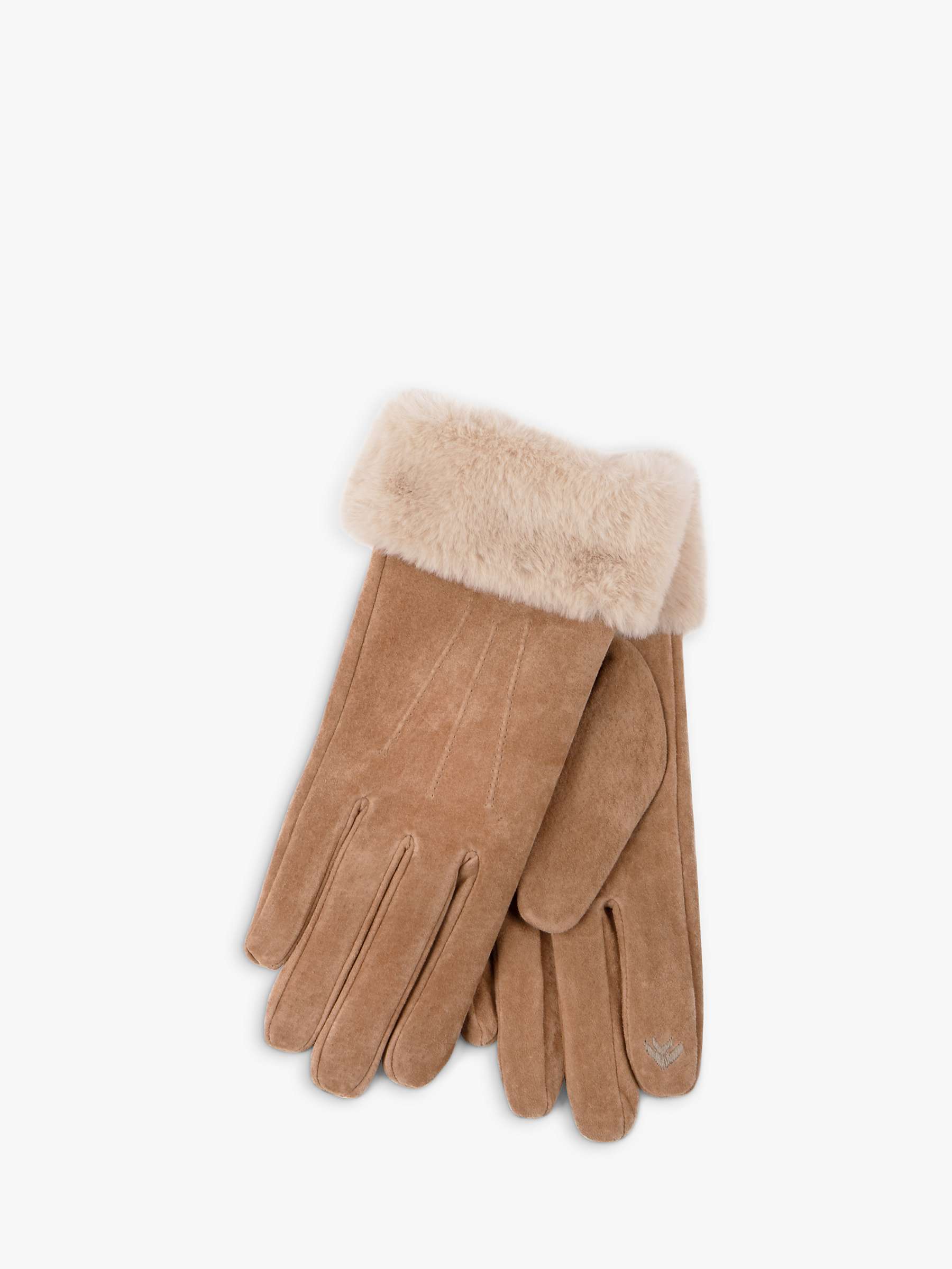 Buy totes Three Point Suede Faux Fur Cuff Gloves, Tan Online at johnlewis.com