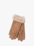 totes Three Point Suede Faux Fur Cuff Gloves, Tan