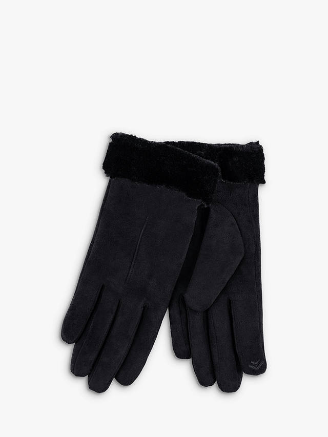 totes Ladies One Point Faux Suede Gloves, Black
